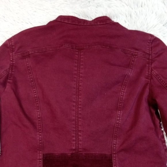 White House Black Market Womens Shirt Red 6 Button Up Utility Military Top - Picture 8 of 13